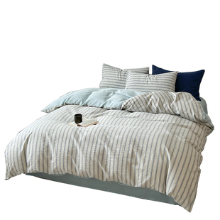 无印良品可水洗床上四件套被套床单学生宿舍家用春秋冬季四件套