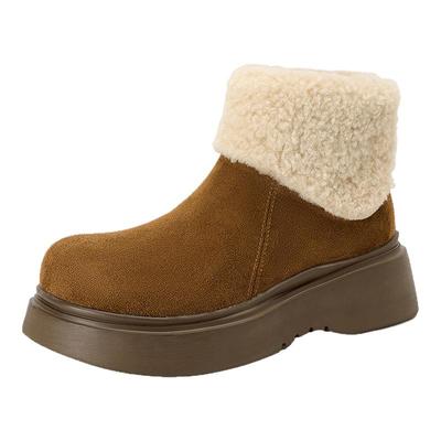 华耐厚底加绒增高雪地靴女