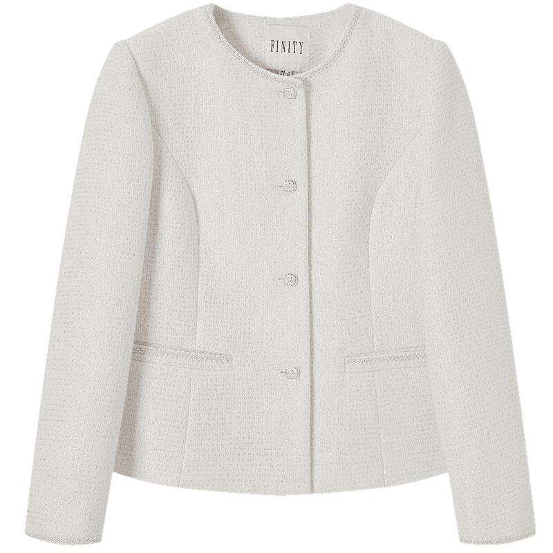 菲妮迪小香风短外套早春新款高级感气质春装名媛上衣女花呢外套女