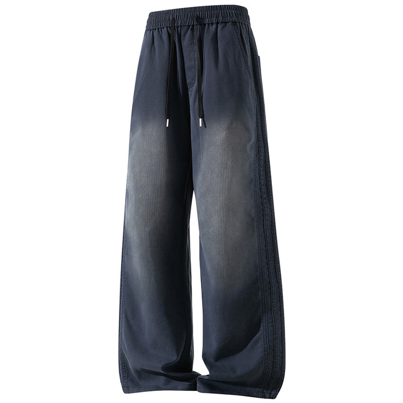 罗蒙天丝休闲裤男款2026夏季薄款美式渐变复古直筒裤阔腿长裤子男