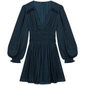 款 女装 法式 Maje经典 洋气灯笼袖 V领收腰裙连衣裙短裙MFPRO01481