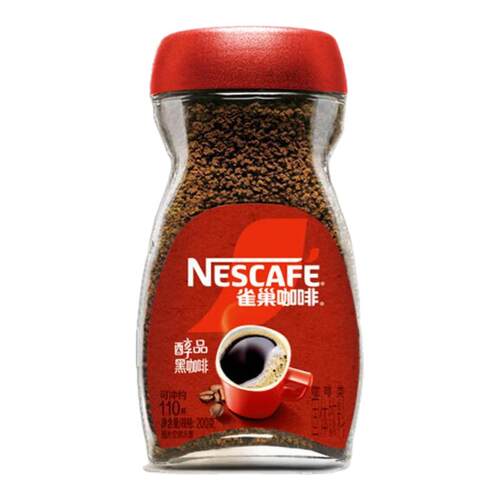 雀巢醇品速溶美式黑咖啡粉无蔗糖冷热即溶 燃减运动健身200g瓶装