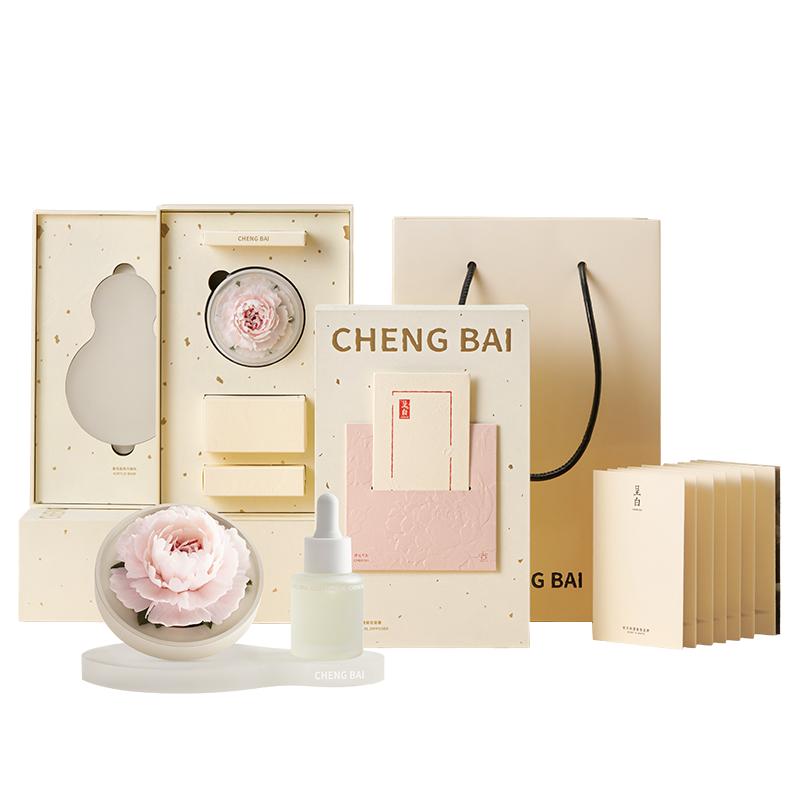 【圣诞礼物】呈白十二花神浮光芍药非遗白瓷花香薰礼盒扩香石礼品