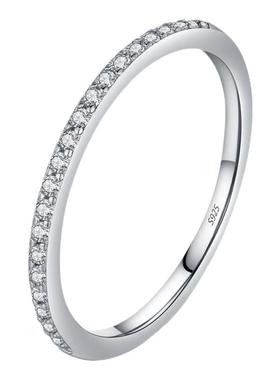 MODIAN摩典莫桑钻S925纯银经典闪耀排钻戒指女小众ins潮网红指环