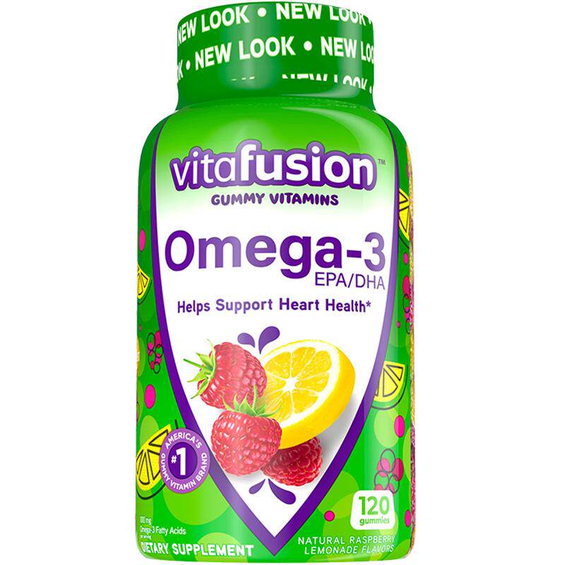 美国Vitafusion深海鱼油软糖omega3补脑dha成人益视原装进口记忆