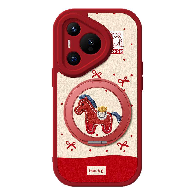 蝴蝶结小马用华为Pura70pro手机壳华为pura80ultra小羊皮p50e/p40新款p60新年支架磁吸女男款p30卡通可爱硅胶