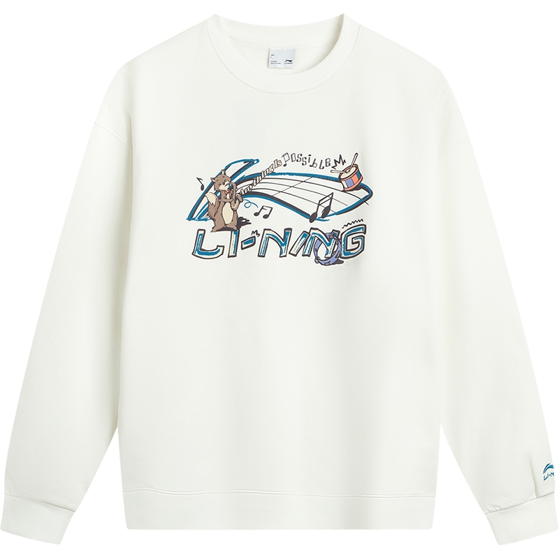 李宁加绒卫衣女士冬季新款保暖圆领长袖上衣加厚套头衫运动服女装