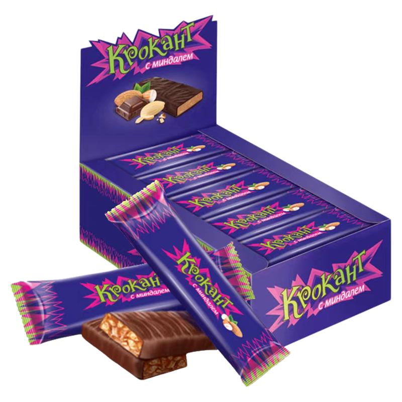 俄罗斯原装进口KDV紫皮糖棒扁桃仁夹心巧克力味糖果700g/盒零食品
