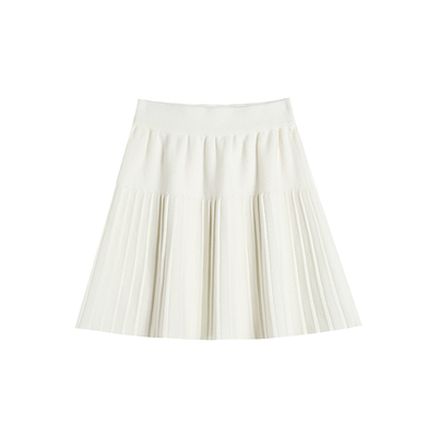 拉夏贝尔灰色高级感针织百褶裙女