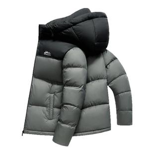 雪中飞羽绒服男短款加厚连帽白鸭绒