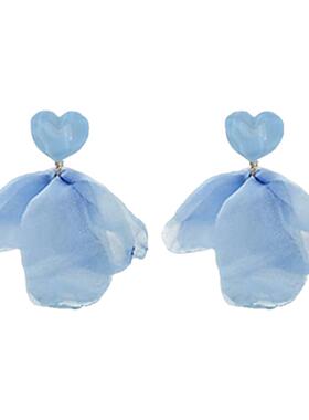 蓝色爱心软垫耳夹女温柔气质度假风无耳洞耳环氛围感小众设计耳饰