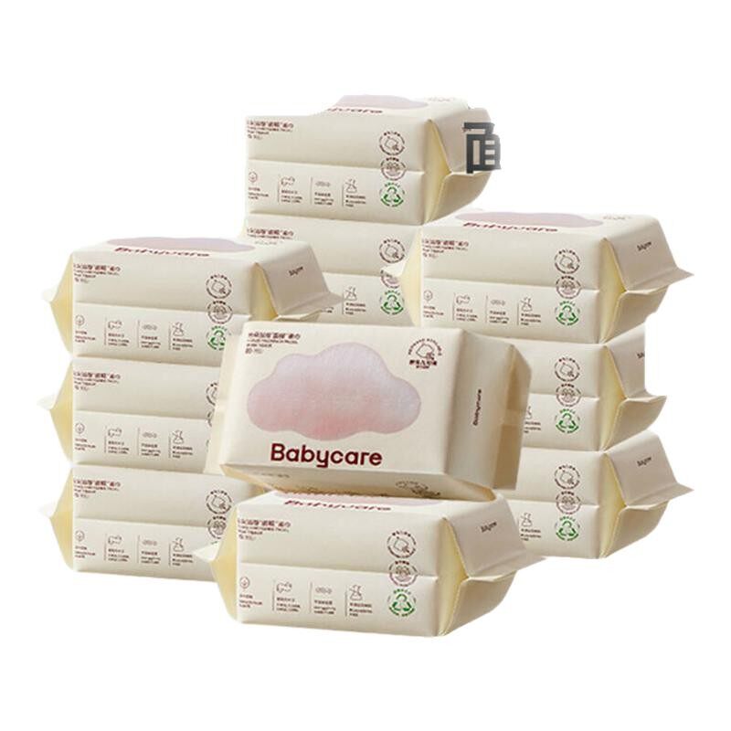 babycare婴幼儿小熊棉柔巾干湿两用宝宝洗脸巾80抽儿童专用面膜巾