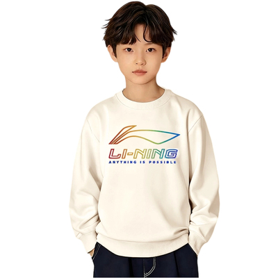 李宁男大童加绒加厚套头卫衣