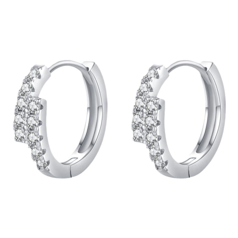 摩典莫桑钻925银双排钻气质耳圈