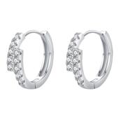 MODIAN摩典莫桑钻S925纯银双排碎钻耳圈女日韩气质ins风通勤耳饰