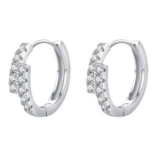 MODIAN摩典莫桑钻S925纯银双排碎钻耳圈女日韩气质ins风通勤耳饰