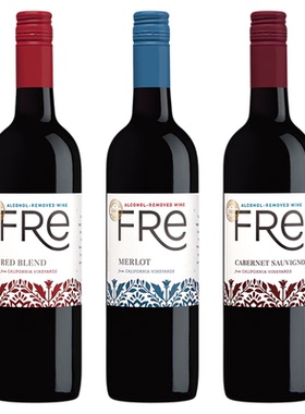 【红色自由三剑客】fre无醇红酒3瓶750ml赤霞珠+梅洛+混酿葡萄酒