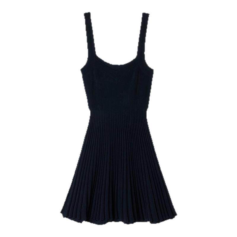 SANDRO女装法式吊带百褶连衣裙