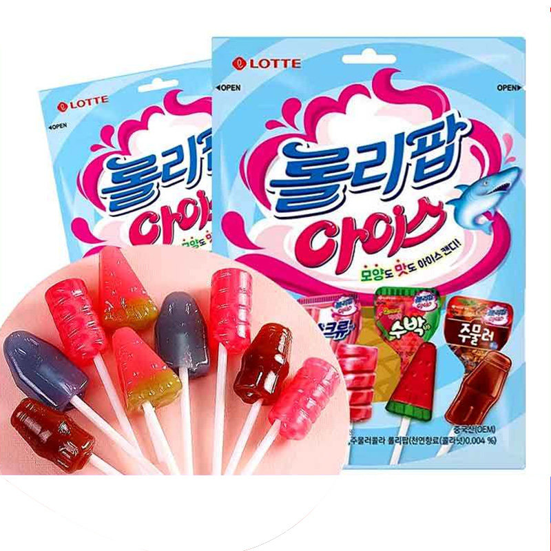 韩国进口lotte乐天棒棒糖洛丽波冰激凌可乐味西瓜儿童圣诞糖果