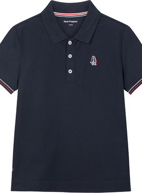 暇步士童装男童POLO衫26夏新款大童学院风短袖儿童翻领休闲上衣