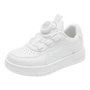 女童板鞋 秋季 纽扣白色校鞋 男款 回力儿童小白鞋 运动鞋 皮面2025新款
