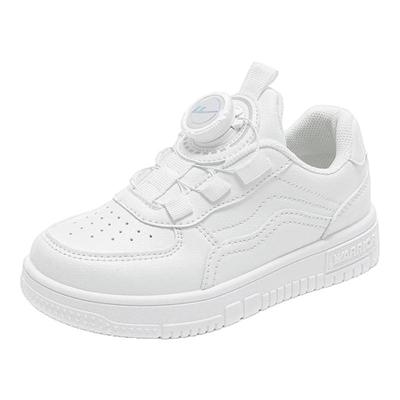 回力儿童小白鞋皮面2025新款秋季女童板鞋纽扣白色校鞋男款运动鞋