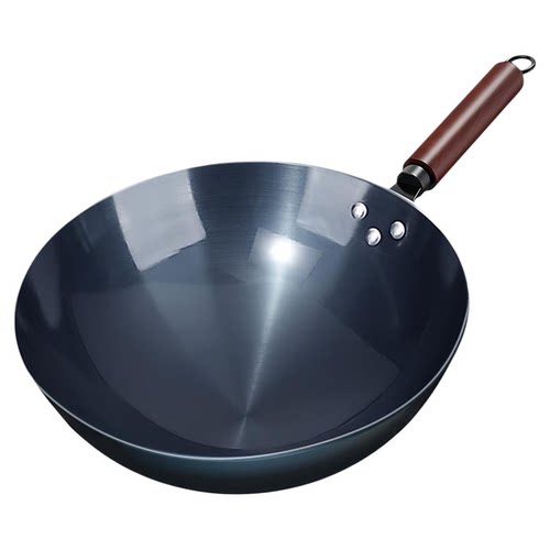 老式圆底锻打熟铁锅家用