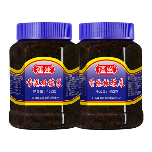 蓬盛橄榄菜452gx2瓶早餐佐料下饭菜吃粥泡菜外婆菜开胃咸菜家用