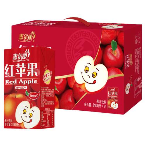 惠尔康升级版苹果汁24盒整箱