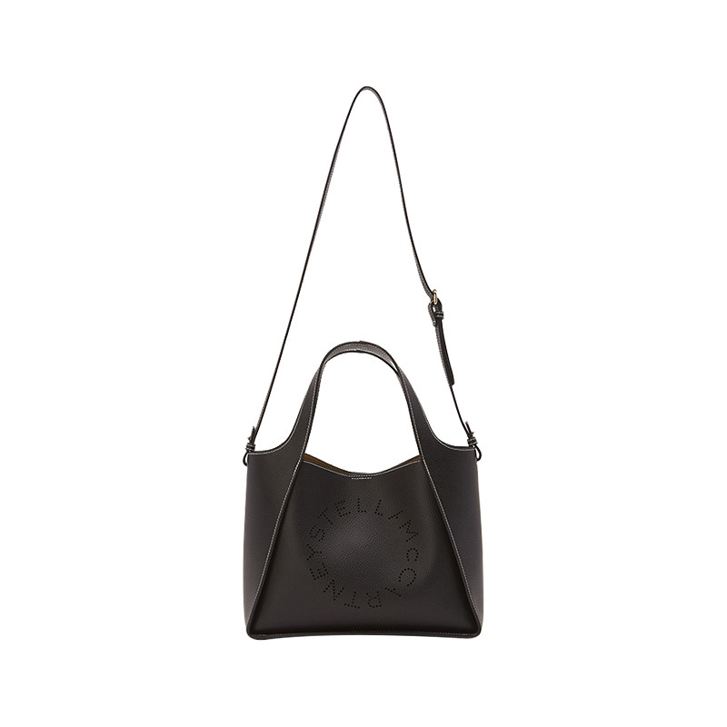 [新年礼物]LOGO  Stella McCartney黑色徽标粒面手提包,箱包皮具/热销女包/男包,托特包,淘宝优惠券,粉丝福利购,淘宝优惠卷