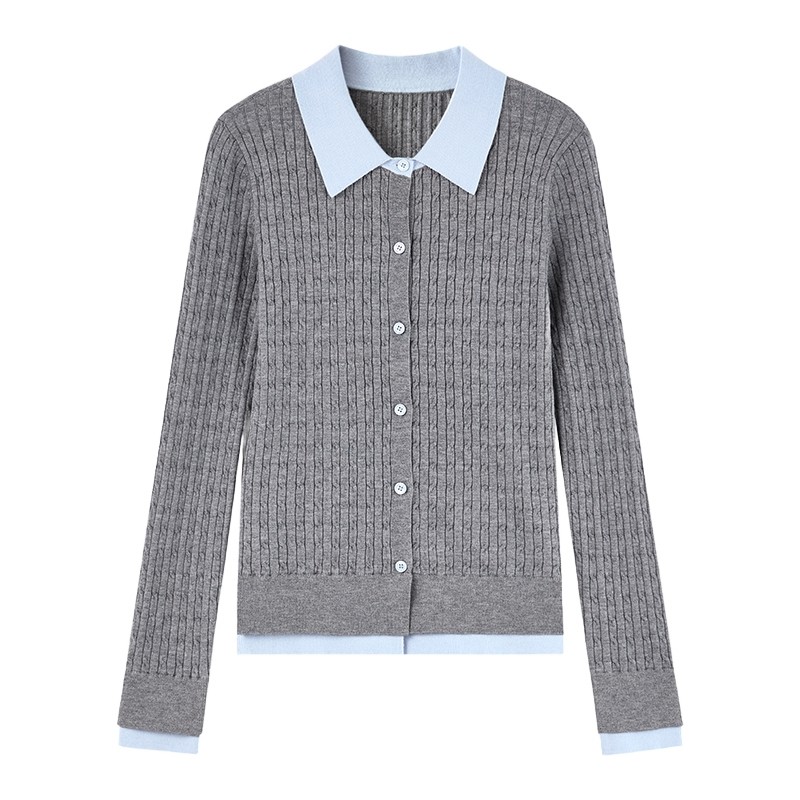 秋水伊人假两件毛针织衫打底上衣