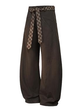 it :5cm/FIVECM黑色解构休闲裤男款2025秋冬加绒加厚宽松弯刀裤子