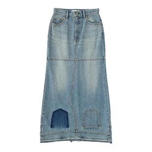 牛仔半身裙010HA611 MOUSSY 小众设计感解构长款 新品 4971 春季