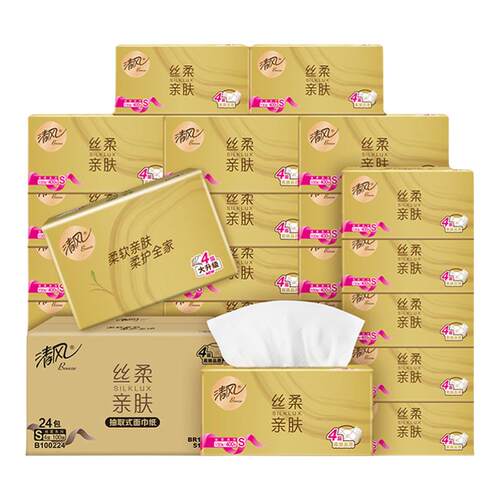 清风抽纸丝柔金装400张24包S码