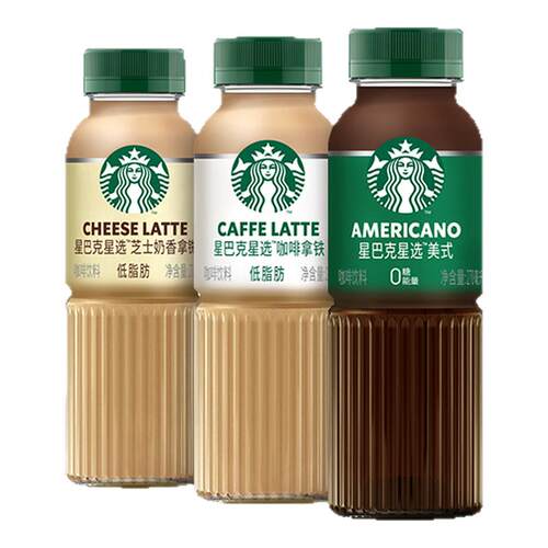 starbucks星巴克 星选美式芝士奶香拿铁即饮咖啡270ml*5瓶装饮料