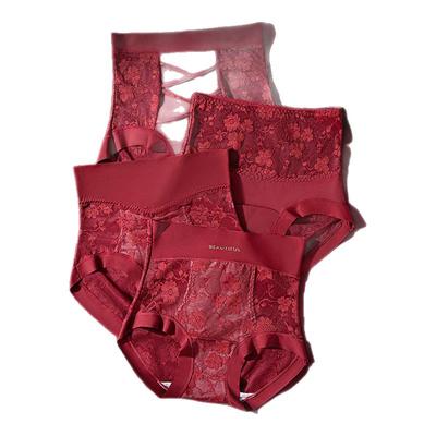 芬腾本命年性感蕾丝收腹红内裤女