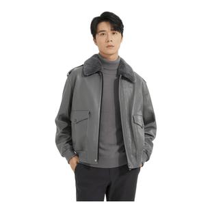 轻奢外套男Q4DZP005 利郎青年商务真皮皮衣男2025冬新款 油蜡皮