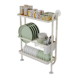 厨房窄边碗碟沥水架免打孔上墙放碗盘子多功能收纳架洗碗槽置物架