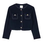 法式 时尚 优雅简约绵羊毛深蓝色短款 SANDRO秋冬女装 长袖 花边外套