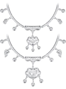 潮宏基好事发生宝护足银项圈