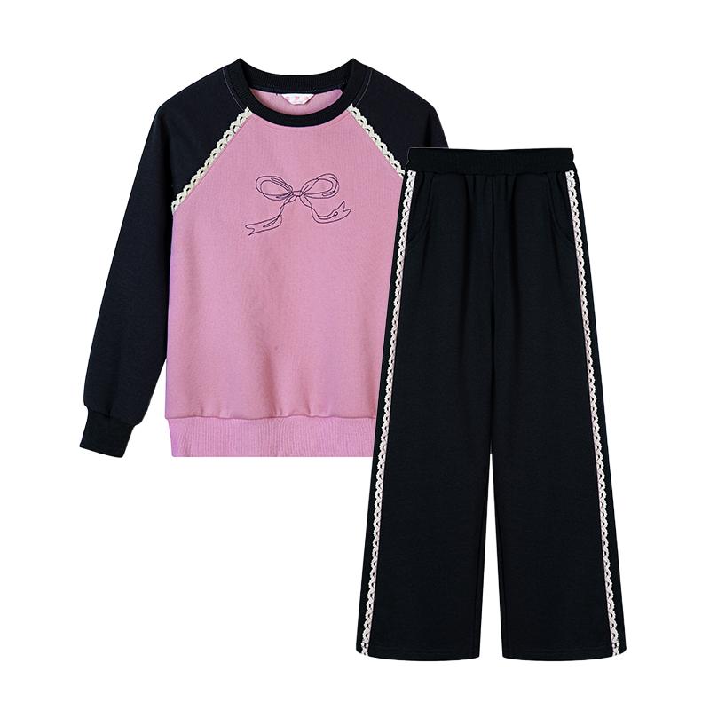 富罗迷女童套装儿童冬装2025冬季新款加厚保暖好看帅气运动两件套