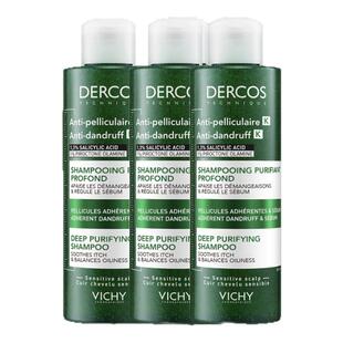 薇姿洗发水DERCOS深层清洁磨砂膏洗发水250ml 百补