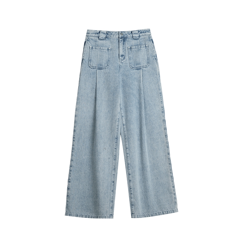 慵懒松弛感宽松阔腿牛仔裤ELLE