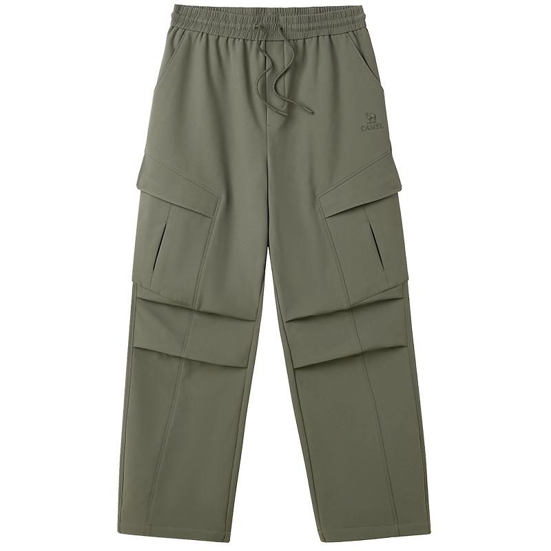 骆驼山海2王俊凯同款软壳裤防水工装休闲裤加绒保暖弹力束脚裤男