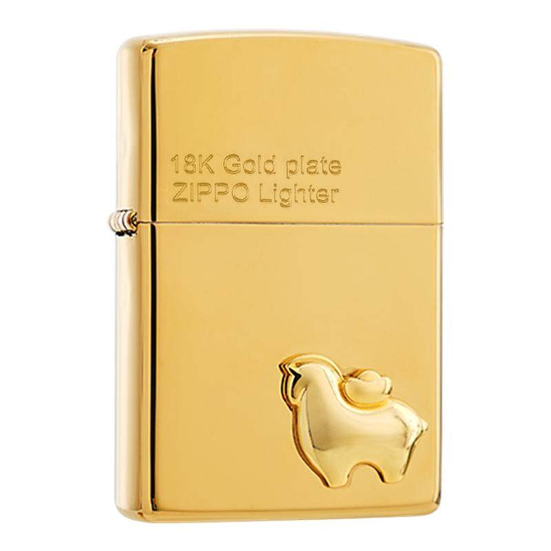 zippo打火机 18K福运金马限量 官方正品防风zppo煤油送男友礼物
