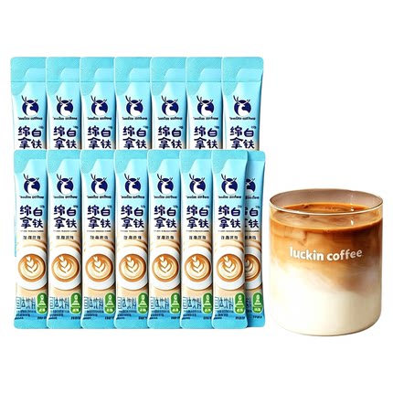新品瑞幸咖啡粉绵白拿铁经典原味进口乳粉奶香唤醒棉白15g速溶