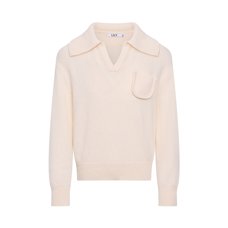 LILY套头兔毛通勤翻领新款针织衫