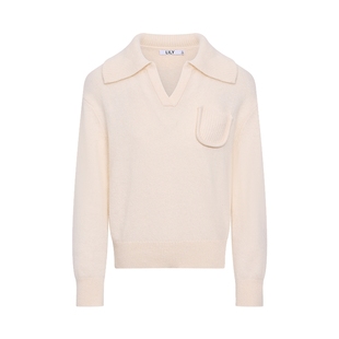 含兔毛羊毛松弛感翻领V领气质通勤套头针织衫 LILY2025冬新款 女装