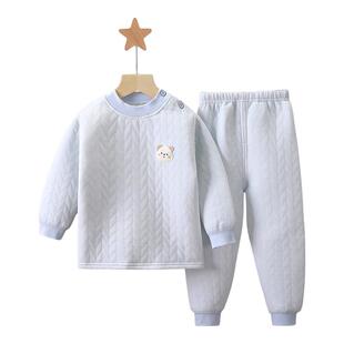 儿童保暖内衣套装秋冬三层夹棉男女童加厚秋衣秋裤宝宝睡衣家居服
