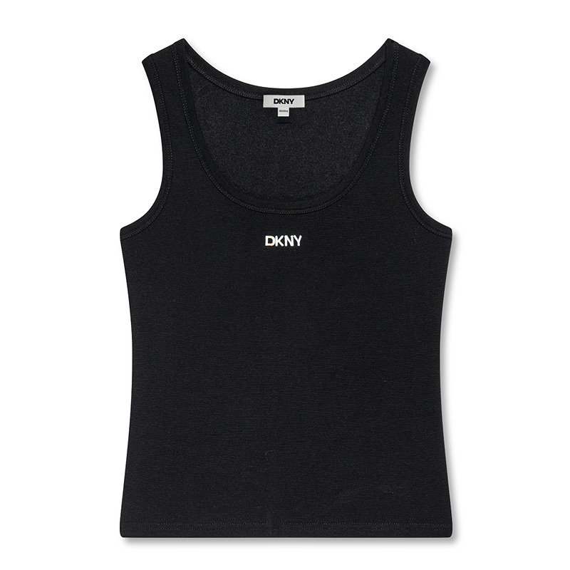 DKNY唐可娜儿夏季打底内搭背心女短款上衣休闲高级LOGO绣花紧身